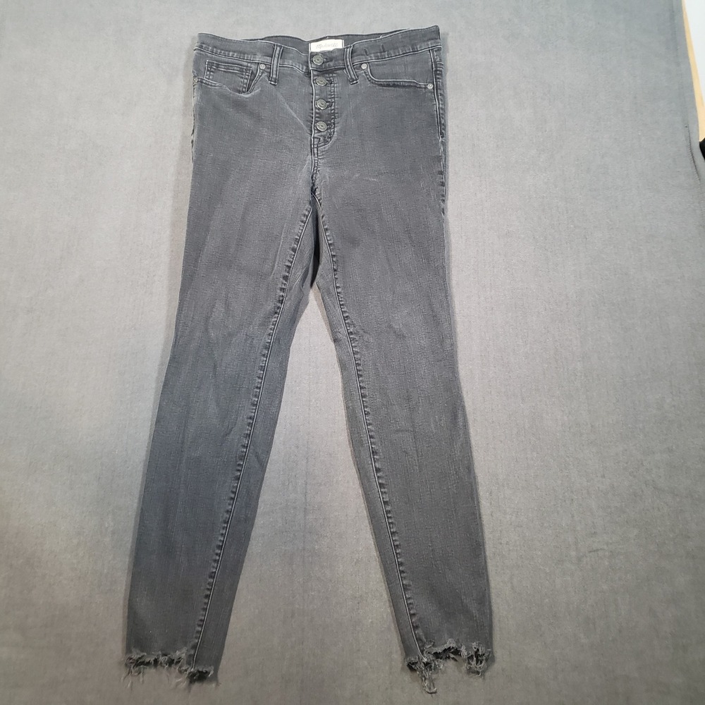 Madewell 9" High-Rise Skinny Jeans Womens 31 Black Button Fly Raw Hem
